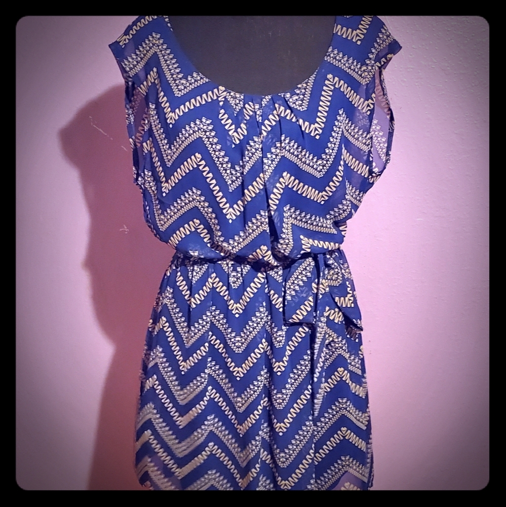 Lily Rose mini tie dress blue - medium